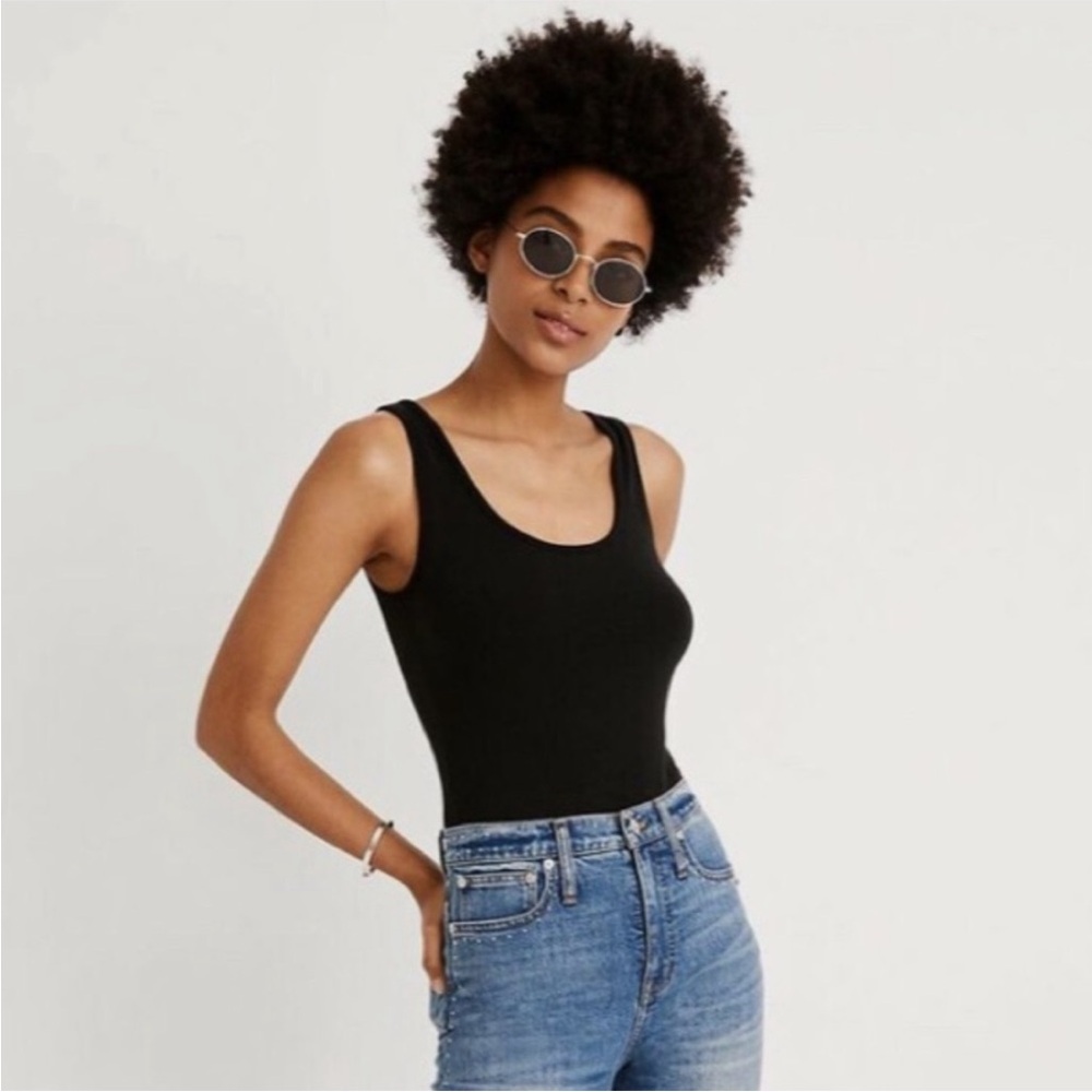 NWT New With Tags Madewell Black Sleeveless Fitted Bodysuit